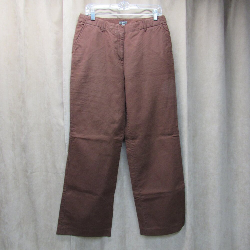 J Jill Vintage Brown Linen/Cotton Wide Leg Trouser Pants Size 10